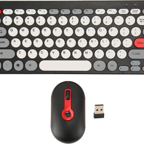 611LX8i984L._AC_SL1500_ Wireless Keyboard Mouse Set HK09 Mini Office Elegance Retro Chic 2.4G Antique Circle Keypad Cute Round Hat Girl Combo (Black)