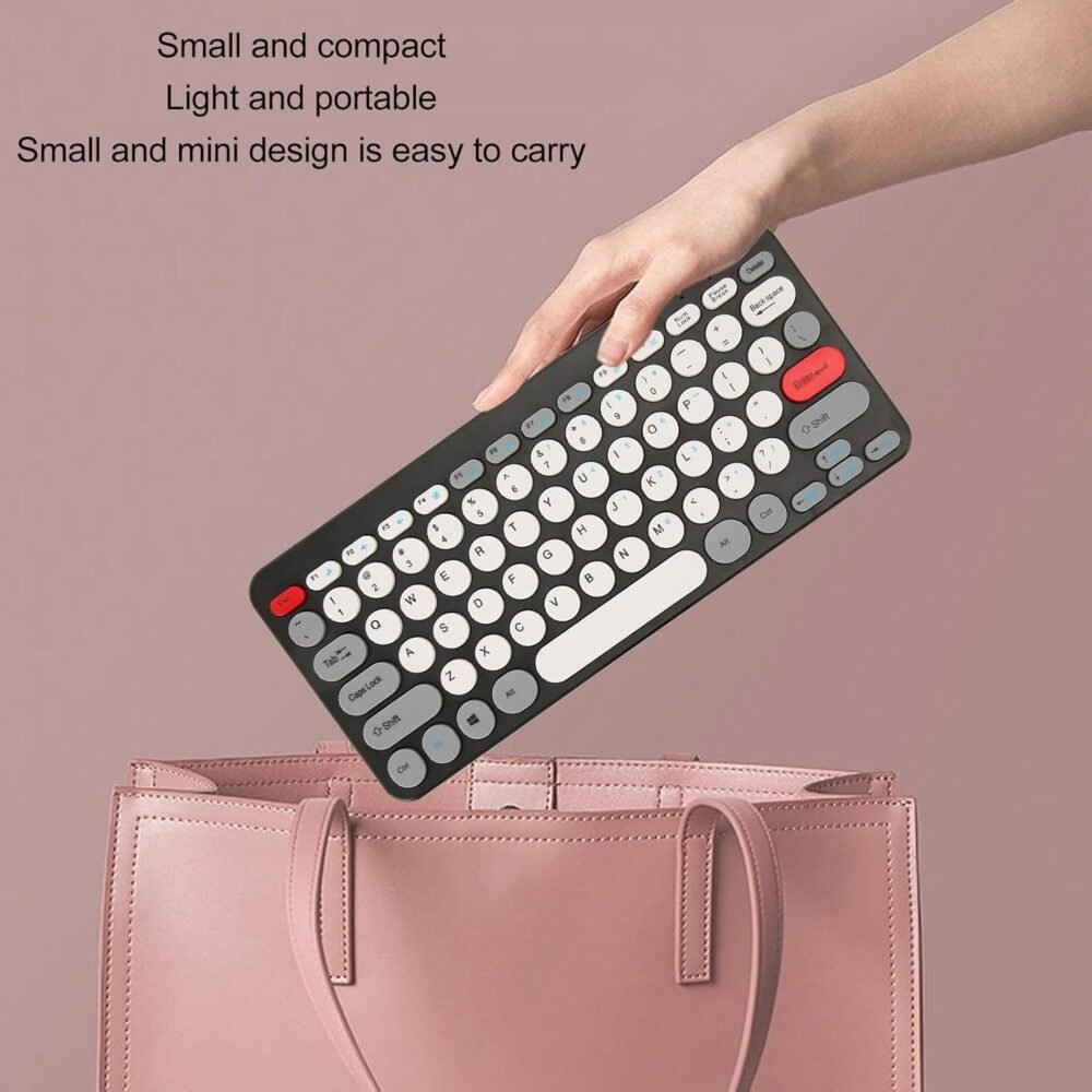71F3wtUoKsL._AC_SL1500_ Wireless Keyboard Mouse Set HK09 Mini Office Elegance Retro Chic 2.4G Antique Circle Keypad Cute Round Hat Girl Combo (Black)