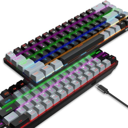 New HXSJ 68-key blue axis red axis mechanical Gaming keyboard dual color RGB multiple backlight key line separation game keyboard