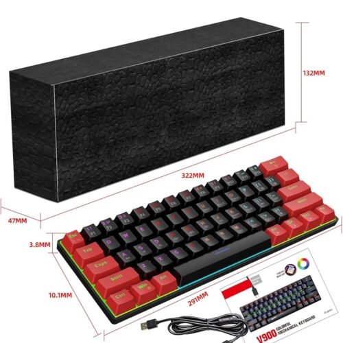 New HXSJ 68-key blue axis red axis mechanical Gaming keyboard dual color RGB multiple backlight key line separation game keyboard
