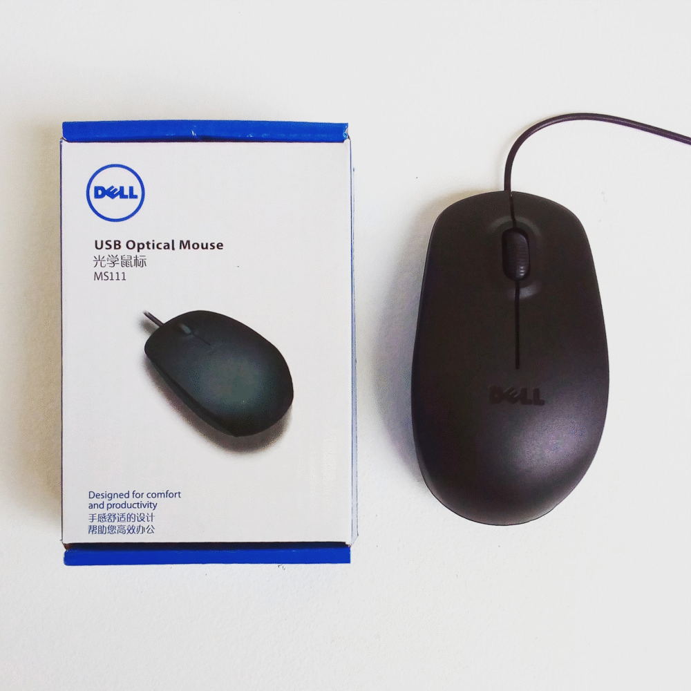Black Plastic Dell Ms111 Optical Mouse Usb