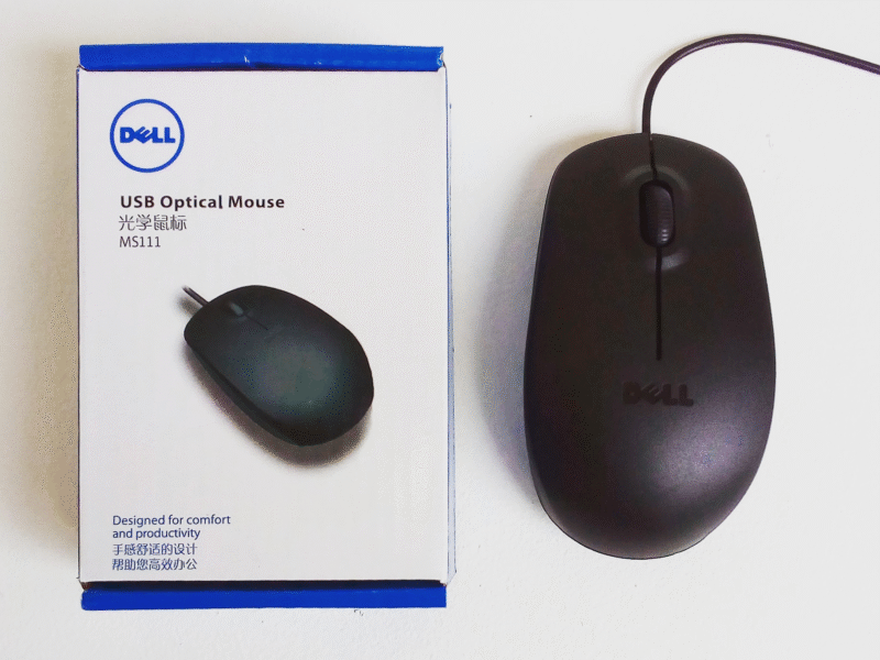 Black Plastic Dell Ms111 Optical Mouse Usb