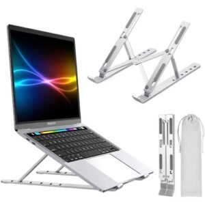 Portable Laptop Stand, Aluminum Alloy, Adjustable MacBook Stand for Desk Compatible with 10-16 inch Laptop and Tablets, such as MacBook Air, Pro, iPad Air, Pro, HP, Lenovo ThinkPad, Dell, Acer