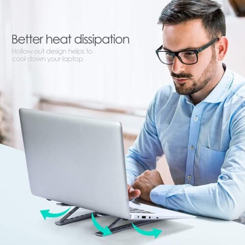 laptop stand 04 Portable Laptop Stand, Aluminum Alloy, Adjustable MacBook Stand for Desk Compatible with 10-16 inch Laptop and Tablets, such as MacBook Air, Pro, iPad Air, Pro, HP, Lenovo ThinkPad, Dell, Acer