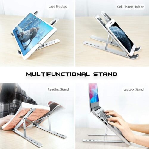 laptop stand 05 Portable Laptop Stand, Aluminum Alloy, Adjustable MacBook Stand for Desk Compatible with 10-16 inch Laptop and Tablets, such as MacBook Air, Pro, iPad Air, Pro, HP, Lenovo ThinkPad, Dell, Acer