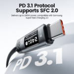 Toocki 240W Super Fast Charging Type C to Type C Data Cable Smart OLED Digital Display PD 3.1 Protocol Support SFC2.0