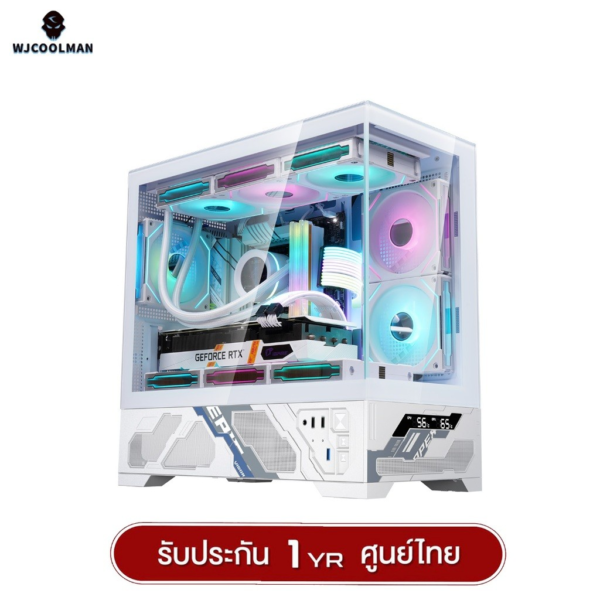 WJCOOLMAN Mille M-ATX Analog Screen Panorama Tempered Glass Gaming Case (White) 1 Year Warranty