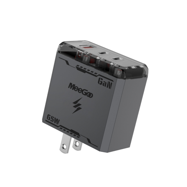 MEEGOO 65W 3-Port GAN Fast Charger PD*2+QC3.0 Foldable Plug Pin for Mobile Laptop TISI STANDARD
