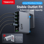TRANYOO US10 TIS Certified 4-Port 100W GaN Ultra-Fast Charger with Digital Display; GaN Charger 240W Charging Cable