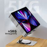 GOOJODOQ Portable Ultra Thin Metal Tablet Stand Accessories for iPad Xiaomi Samsung (Black)