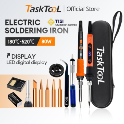 TASKTOOL Soldering Iron 80W LCD Screen Electric Iron Soldering Iron 220v Temperature Adjustable 180-520°C Fast Heating
