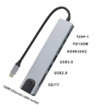 USB C 8 in 1 Hub 4K HDMI USB 3.0 SD Card Reader RJ45 Multi Adapter for PC Laptop Macbook Pro Converter
