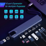 USB C 8 in 1 Hub 4K HDMI USB 3.0 SD Card Reader RJ45 Multi Adapter for PC Laptop Macbook Pro Converter