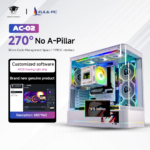 Jungle Leopard AC-02 PC Case Curved Glass Black / White ATX Chassis Screen 5.5 Inch Dual Chamber