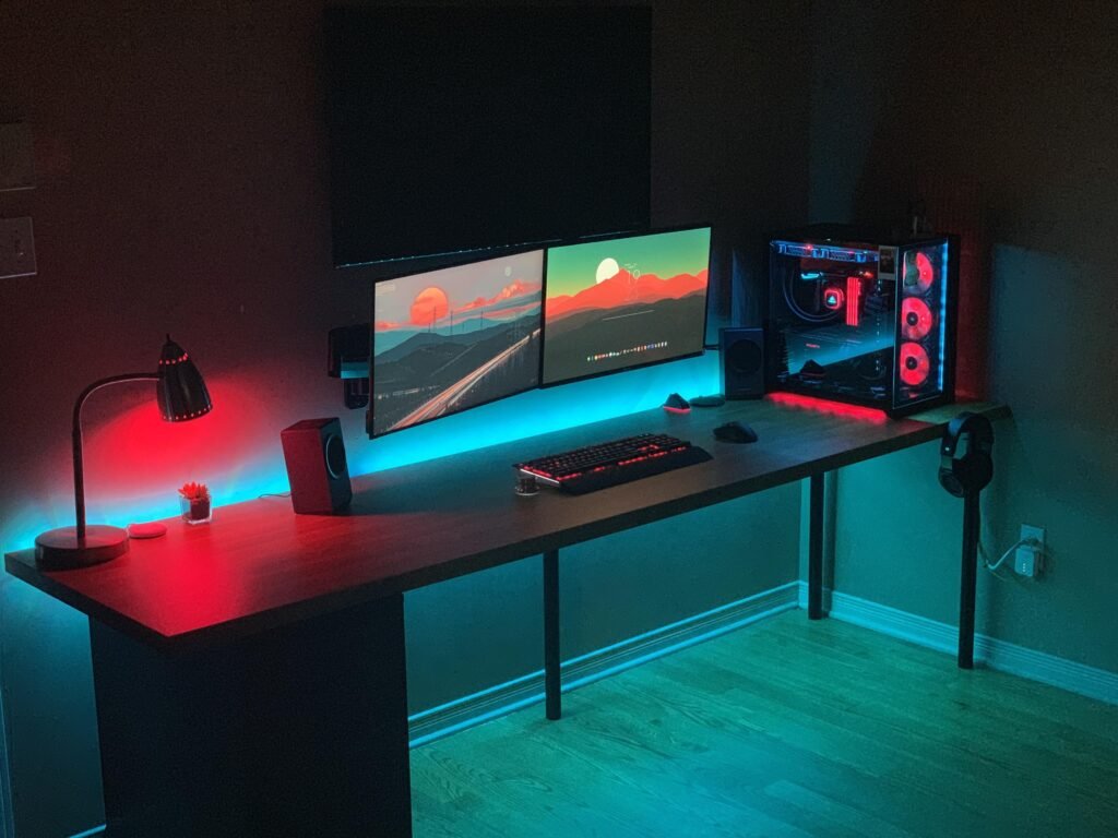 How to Build a Clean Gaming Desk Setup (Cable + Lighting)