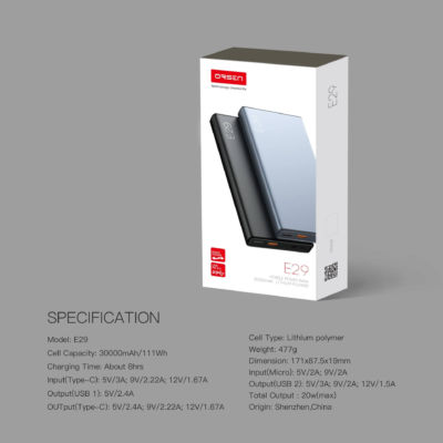 Orsen by Eloop E29 30000mAh Fast Charging Power Bank